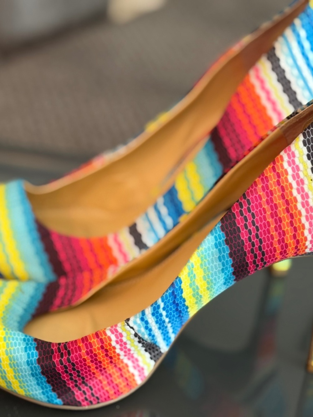 Gianni Bini Multicolor Serape Striped Pointed Toe Pumps